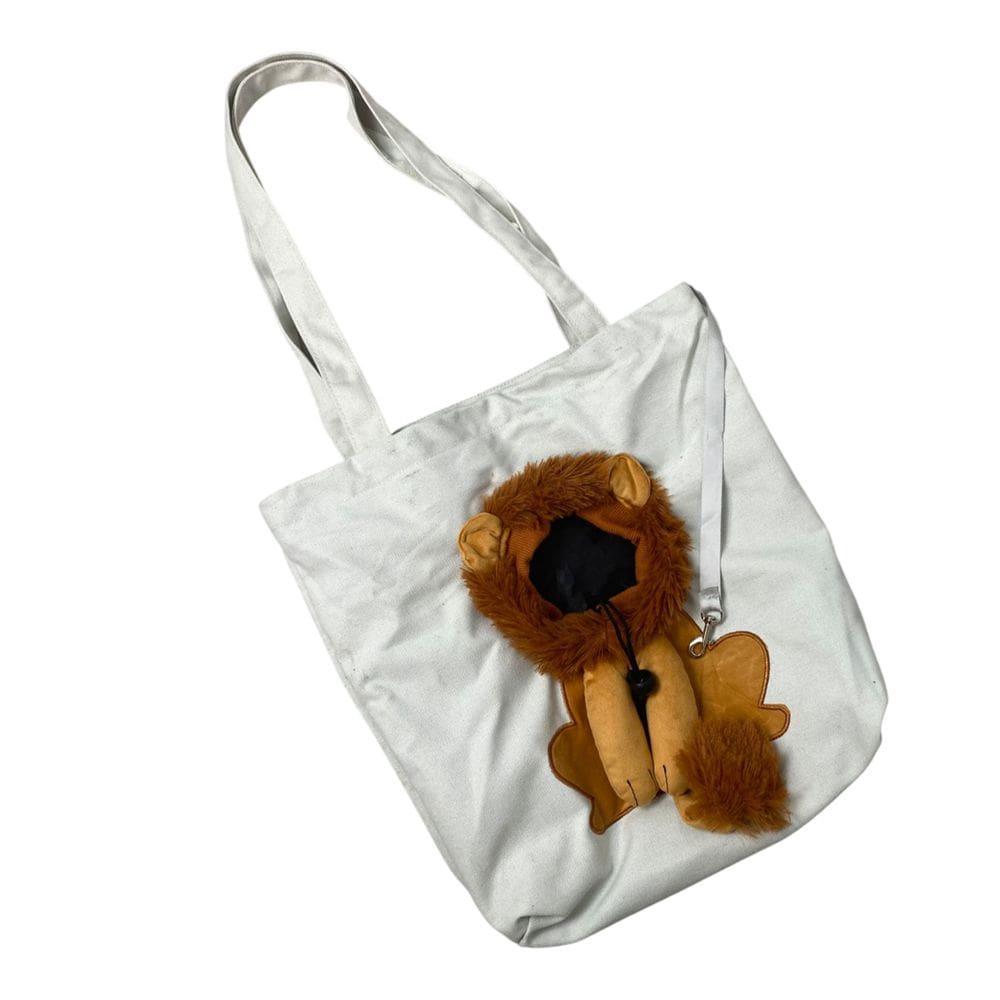 Bolsa Transporte Gato Cao Pet Animal Estimacao Estampa Leao Passeio Diversao Ombro Caminhada Ventilada Viagem