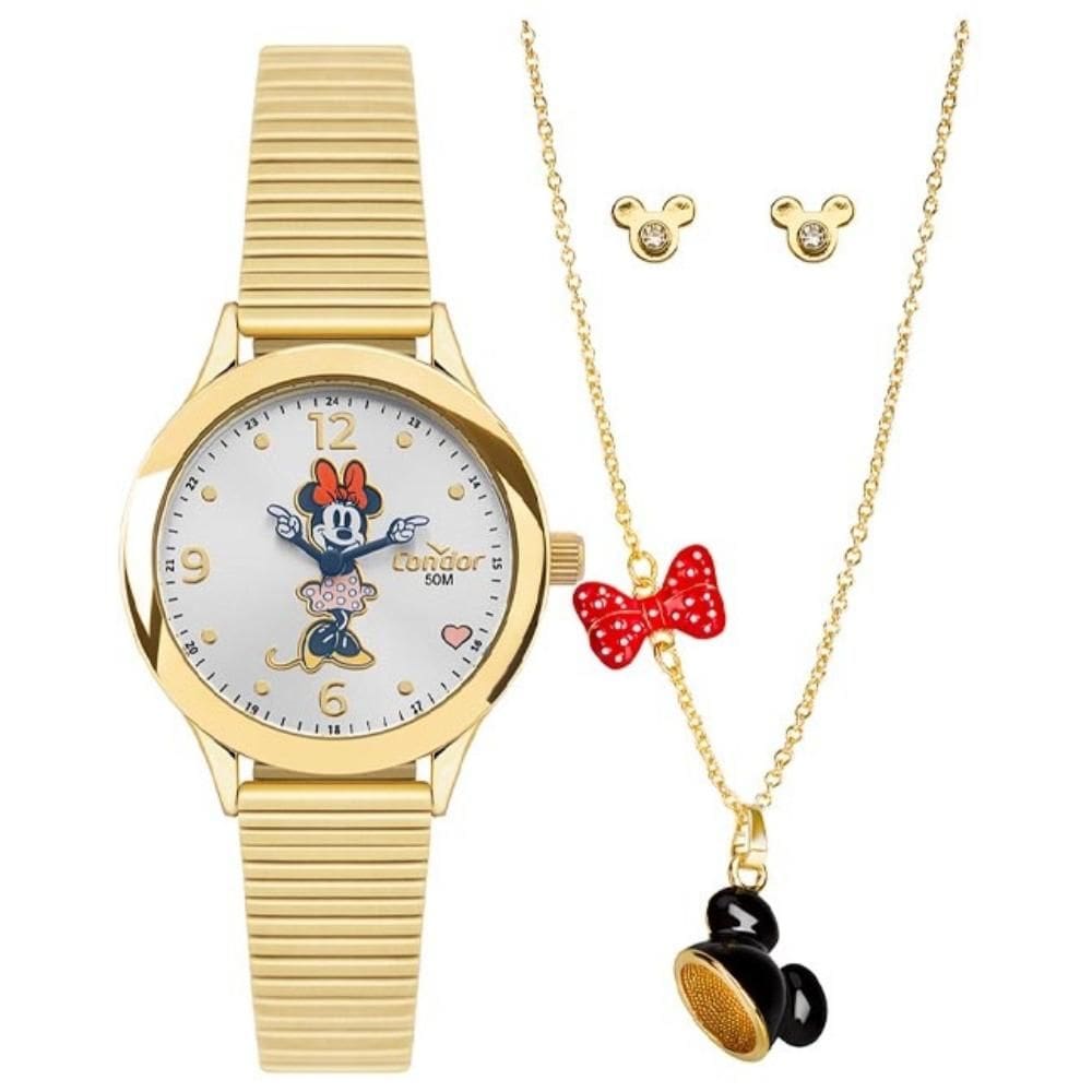 Relógio Condor Feminino Ref: Co2025ac/k4k Dourado Minnie + Semijoia