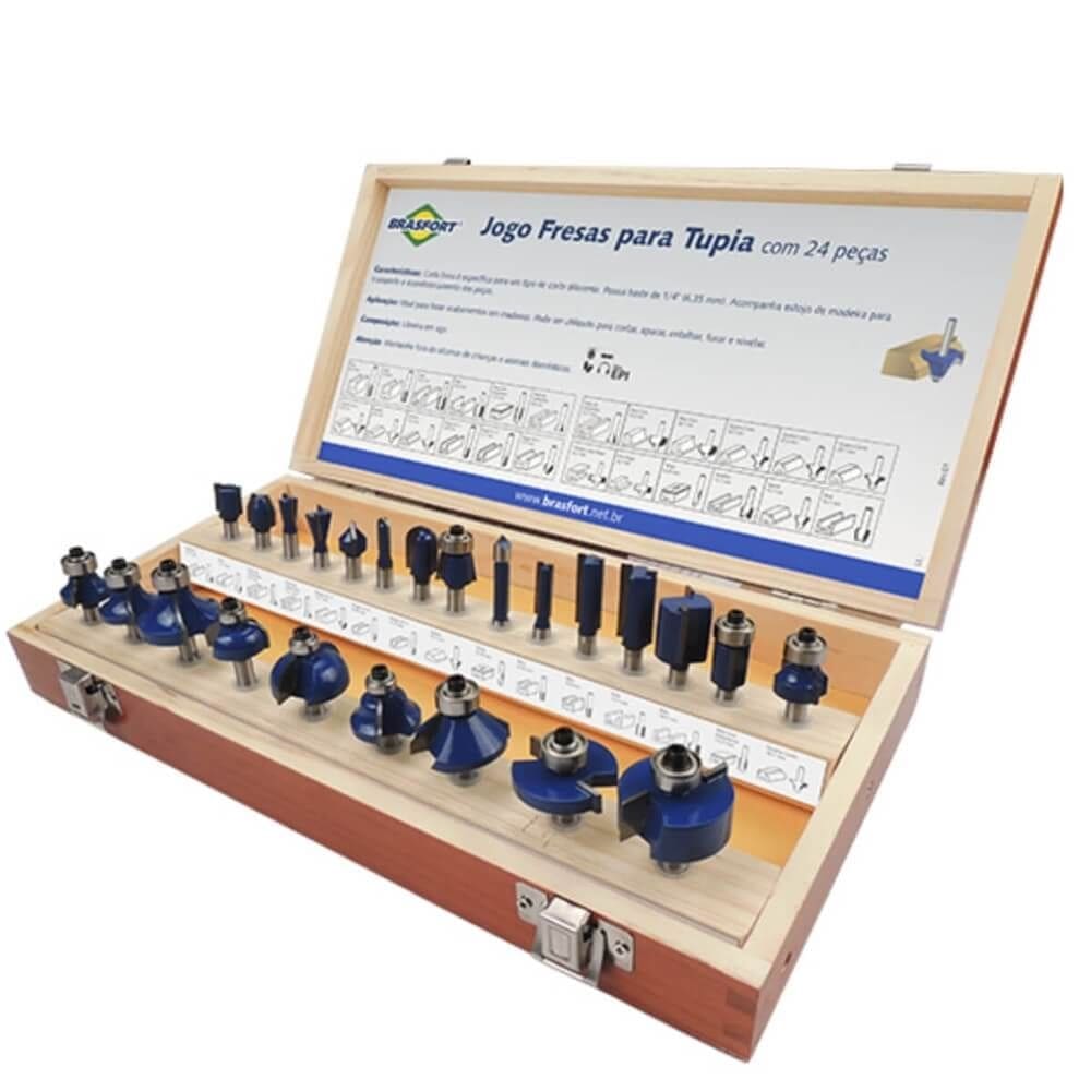 Jogo de Fresas para Tupia com 24 Peças - 7895 - BRASFORT