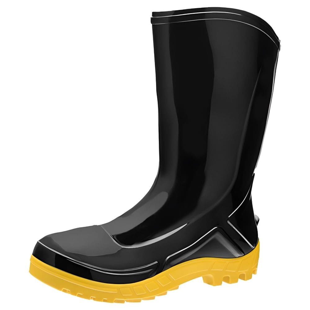 Bota PVC Cano Médio Preta e Amarela Nº45 - 110VFLEXF-PRA - MARLUVAS