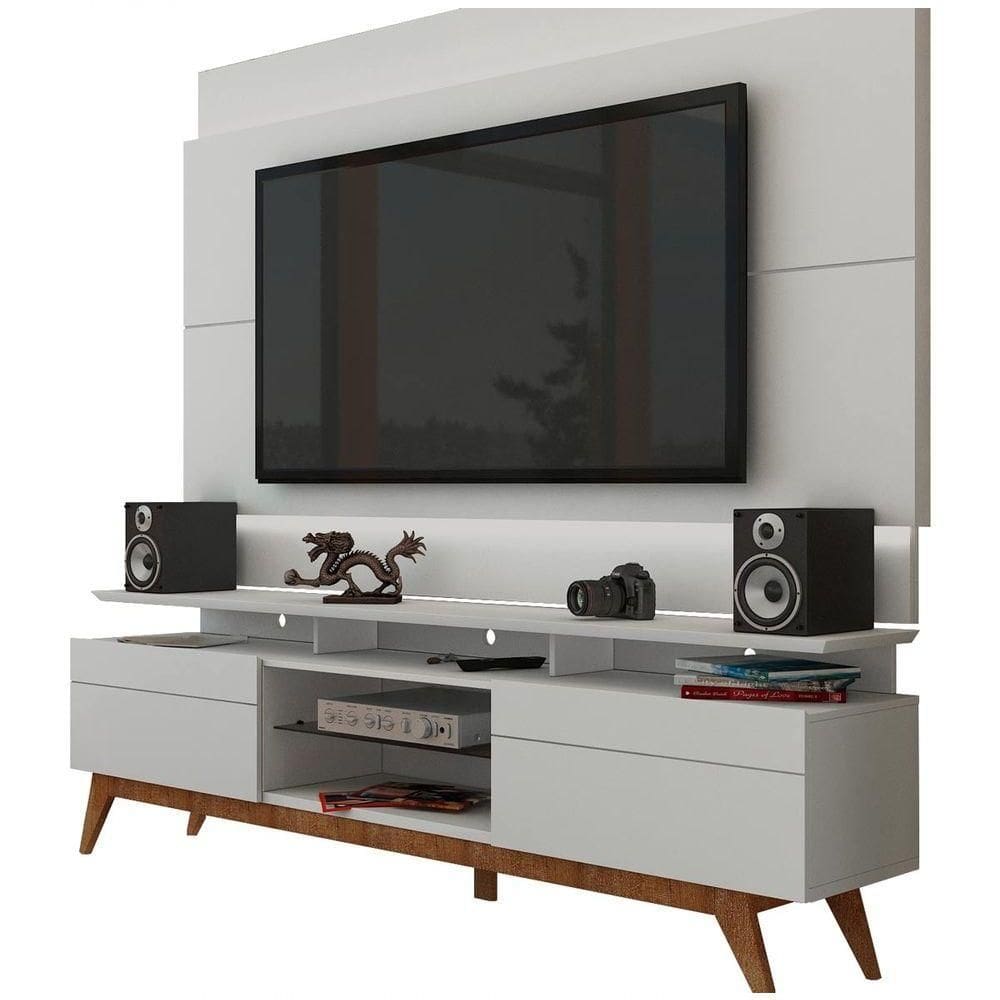 Rack com Painel para TV Classic +2G 1.8 55” 180CM MDF MDP Branco