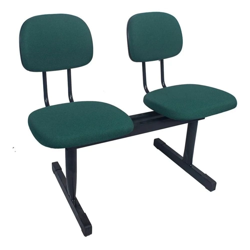 Cadeira longarina 2 lugares sala de espera recepção tecido verde