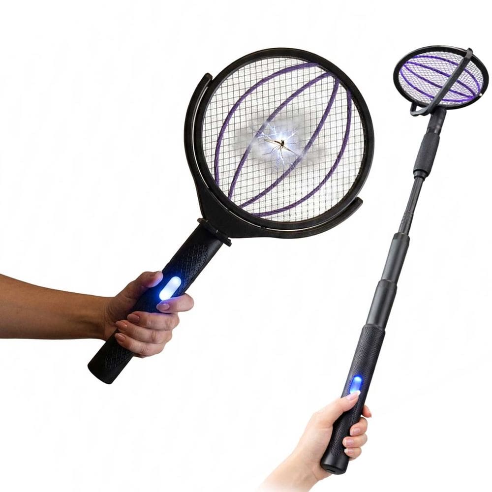 Raquete Eletrica Mata Mosquito Luz UV Pernilongo Mosca Inseto Repelente Bastao Recarregavel Parede Mesa Casa Sala Quarto