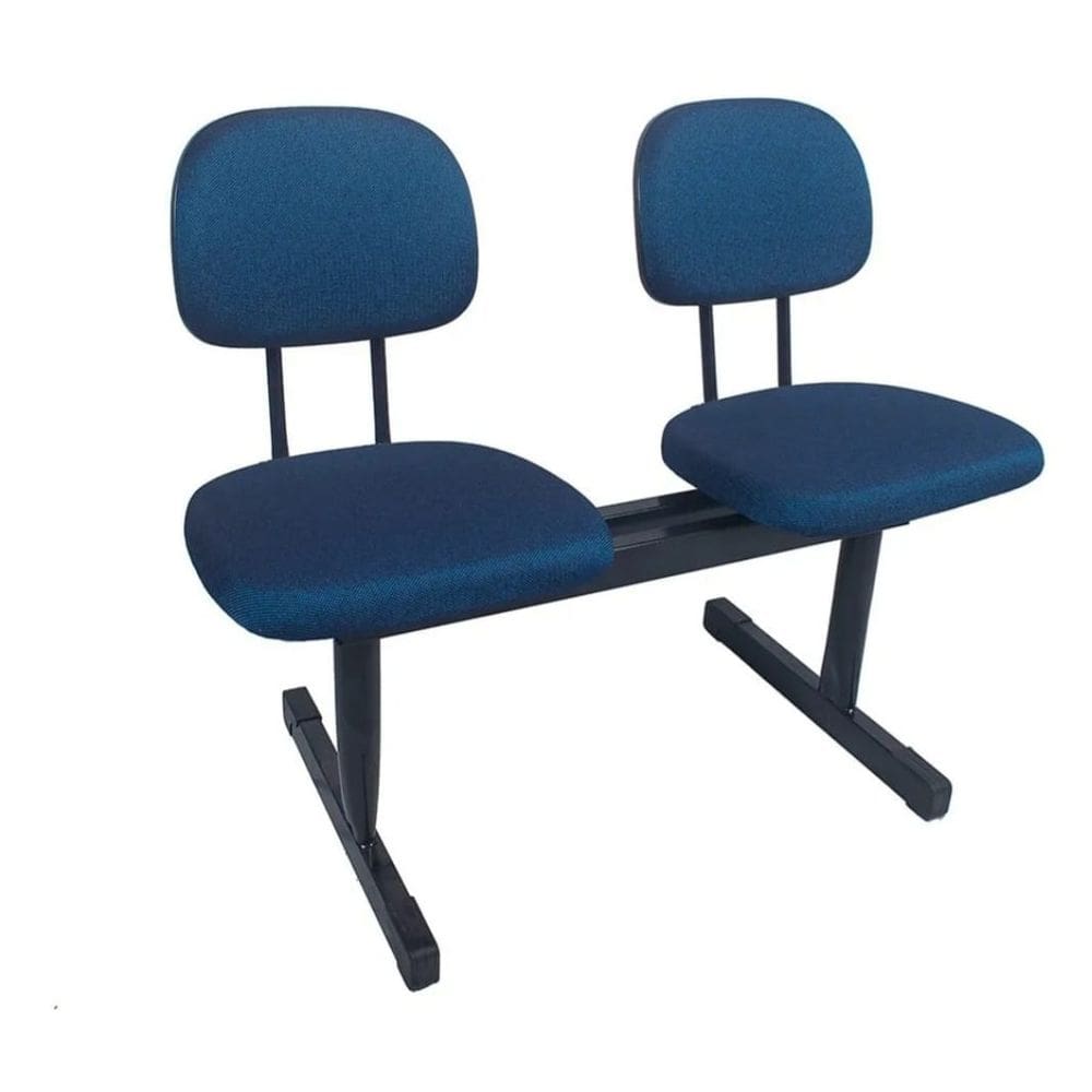 Cadeira longarina 2 lugares sala de espera tecido azul