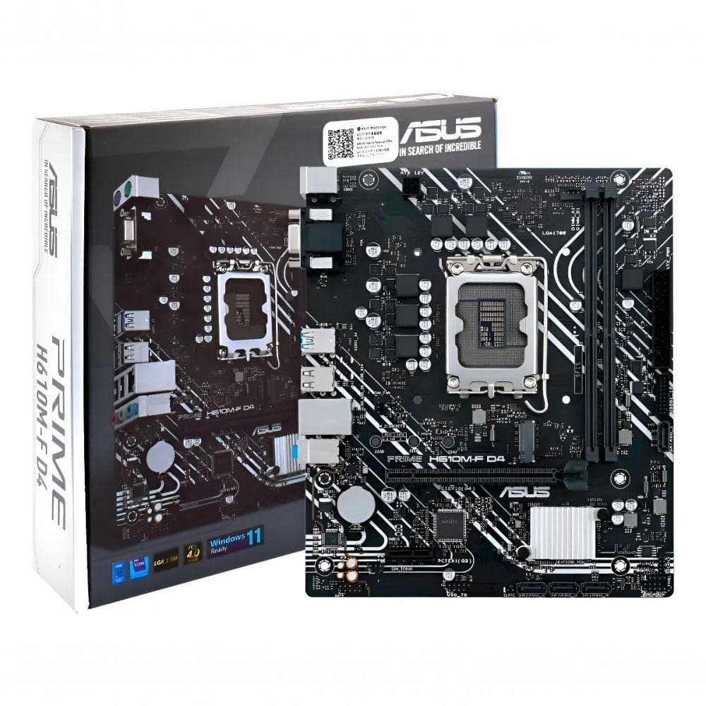 Placa Mãe Asus Prime H610m-f D4, Intel Lga 1700, Matx, Ddr4 Preto