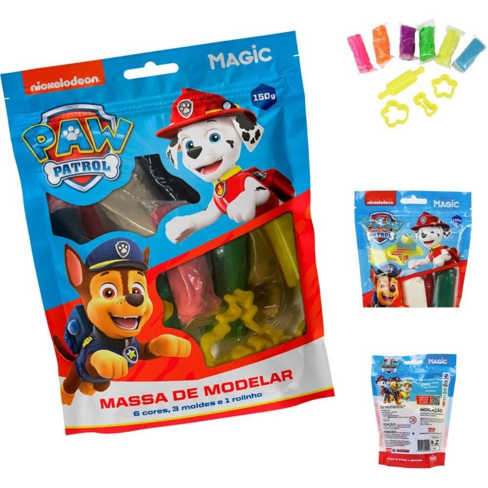 Massa p/Modelar Patrulha Canina Chase 150g 6cores 3moldes