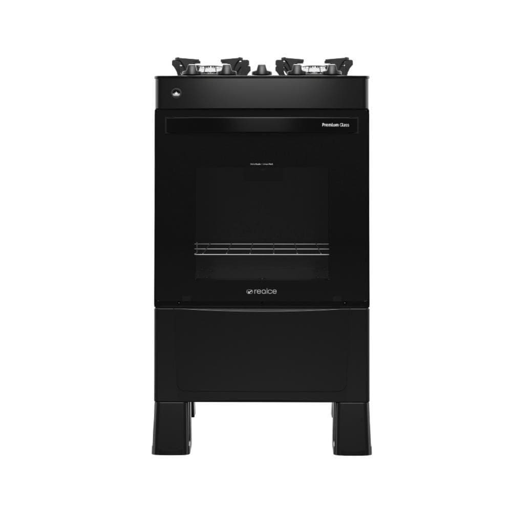 Fogão 4 Bocas A Gás Bivolt Premium Glass Realce Cr228 Preto Preto