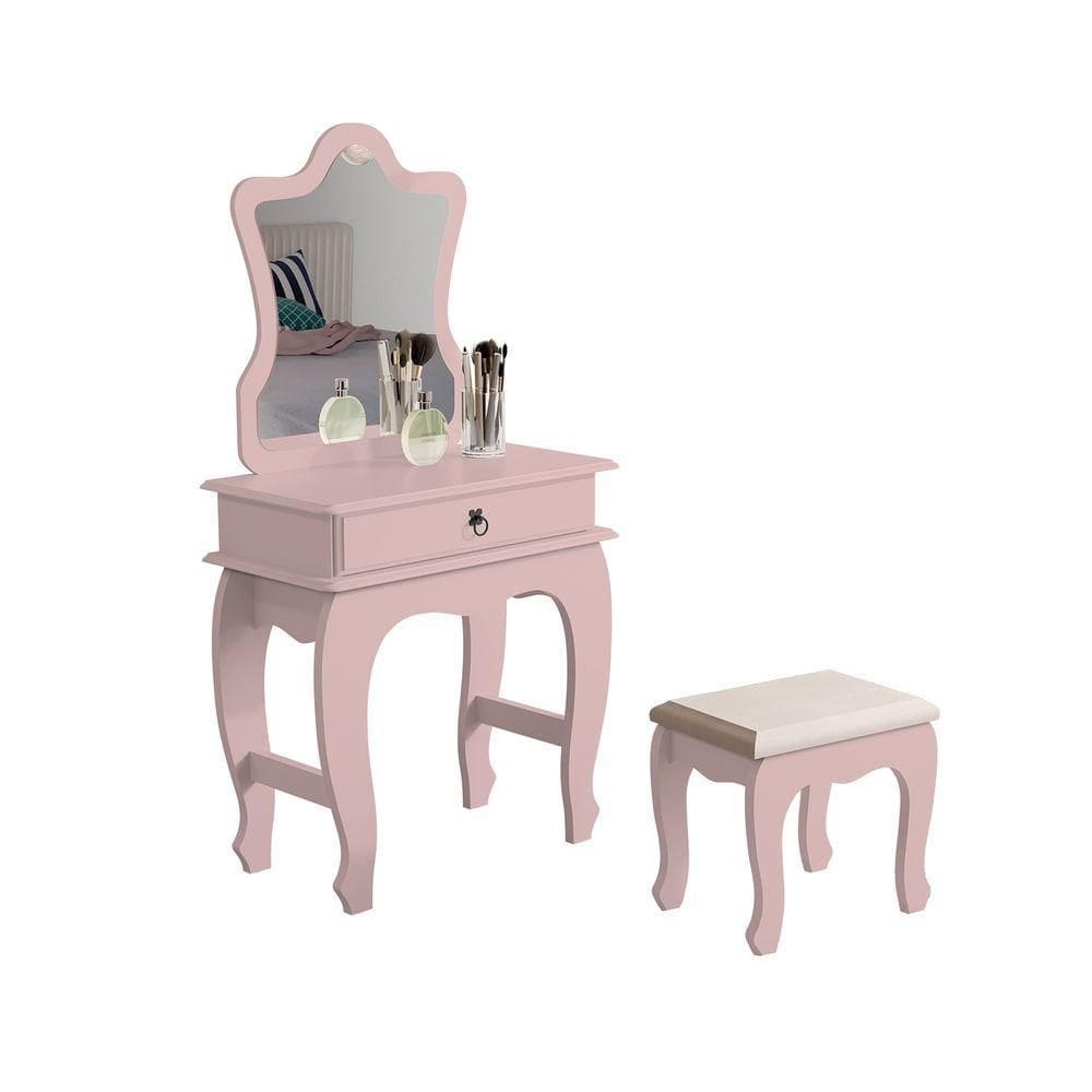 Penteadeira Infantil Baby Jb 7200 Luxo Rose 1 Gaveta com Espelho MDF Rosê