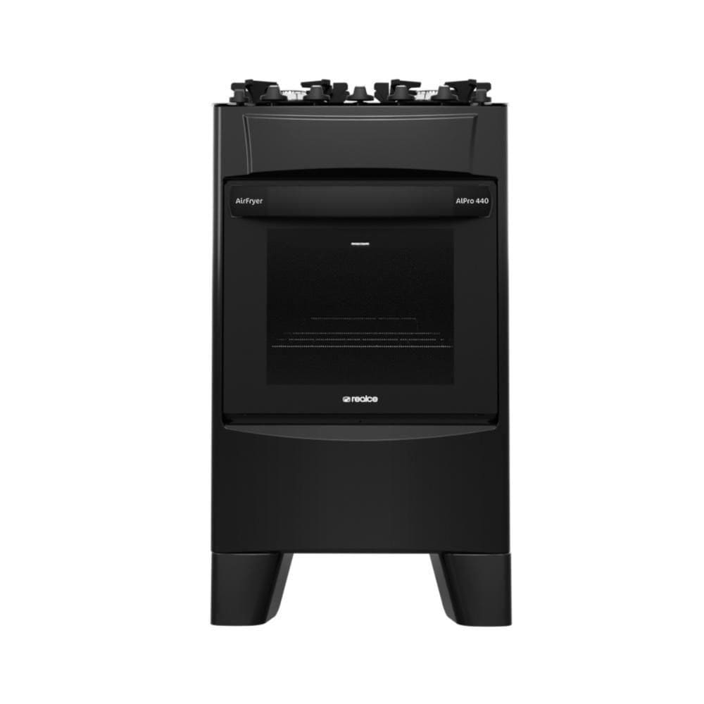 Fogão 4 Bocas A Gás/elétrico Com Airfryer Alpro 440 Realce CR231Preto 110V