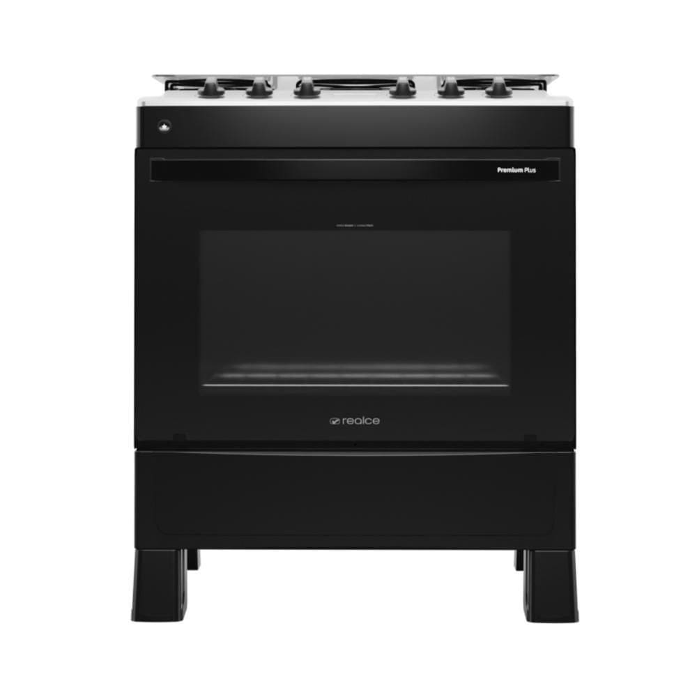 Fogão 5 Bocas A Gás Com Tampa Premium Plus Realce CR229 PretoBivolt