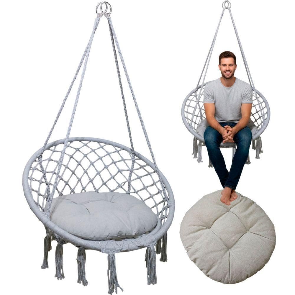 Rede Cadeira de Balanço Suspensa SU 3630 SU ESTO2 Metal com Encosto Cinza