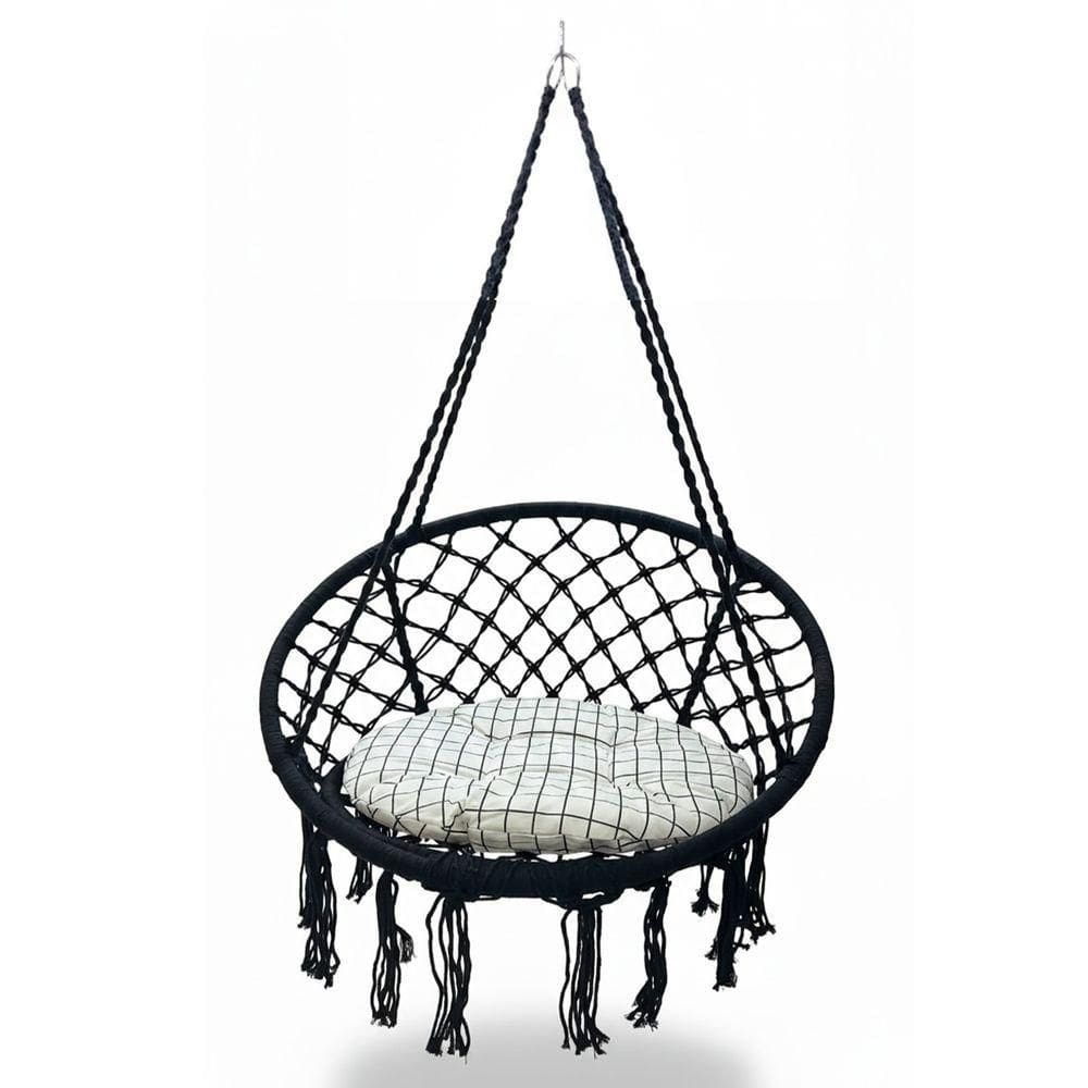 Rede Cadeira de Balanço Suspensa SU 3630 SU ESTO1 Metal Assento com Encosto Trançado Preto