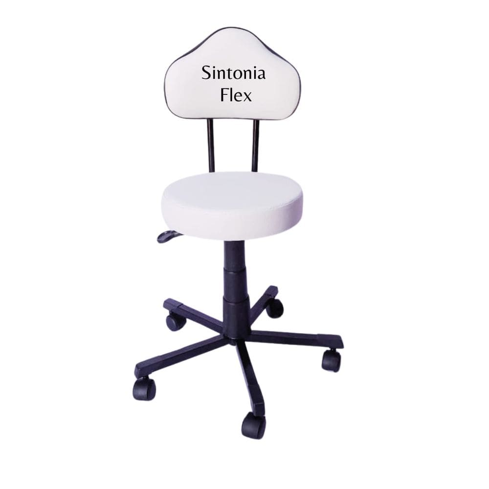 Cadeira mocho verona estética com L duplo base em aço com rodízio corano branco