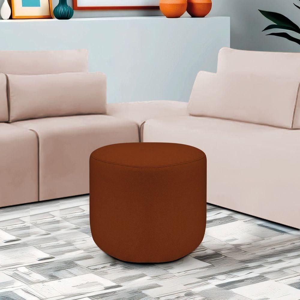 Puff Orgânico Decorativo Conforto Luxo Moá Bouclé Terracota