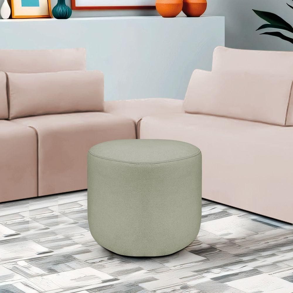 Puff Moá Orgânico Decorativo Conforto Luxo Espuma Bouclé Verde Oliva Moderno
