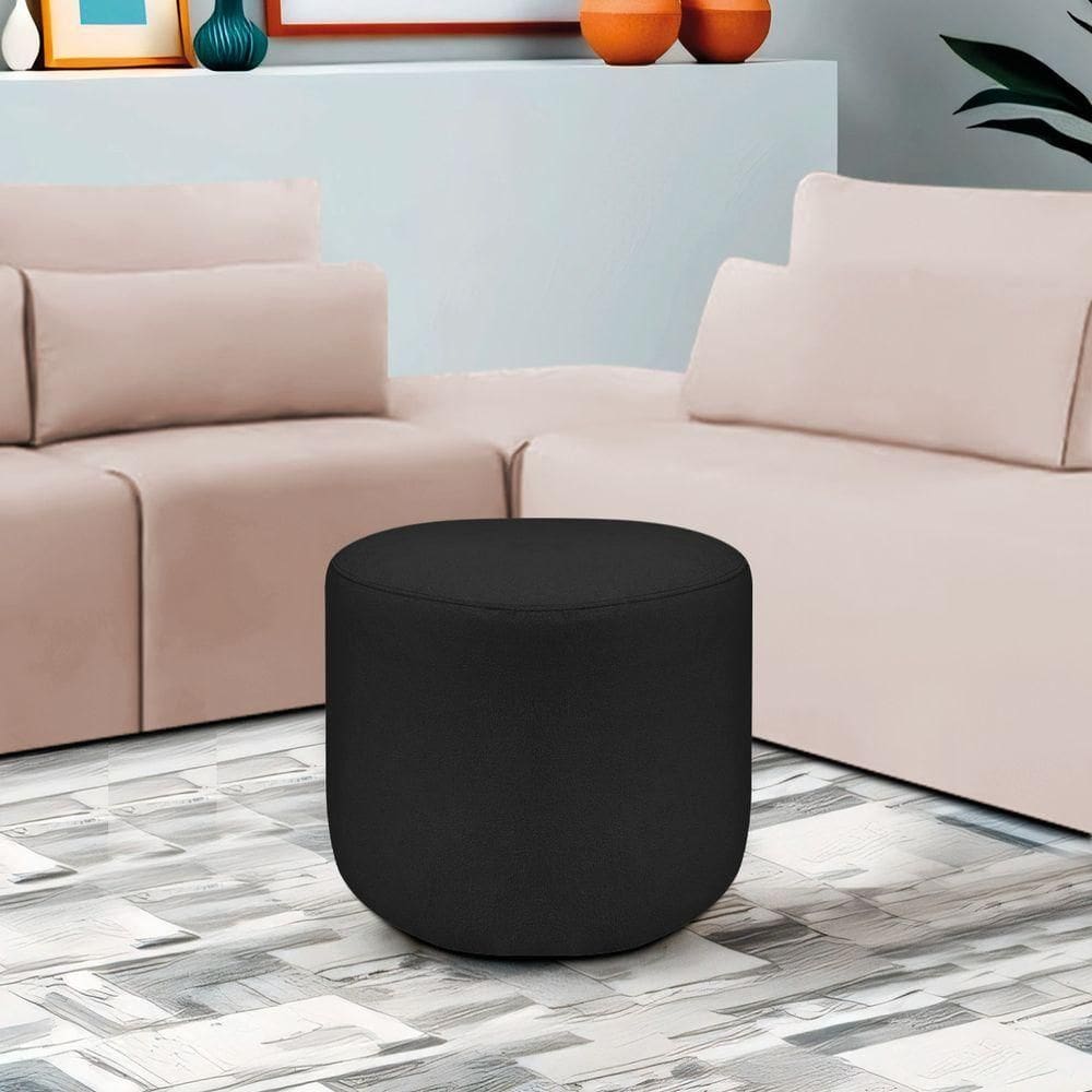 Puff Orgânico Decorativo Conforto Luxo Moá Bouclé Preto