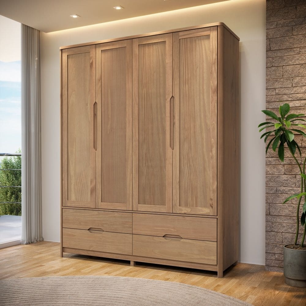 Guarda Roupa Madeira Maciça 3305U Nest 04 Portas e 04 Gavetas Tauari Finestra