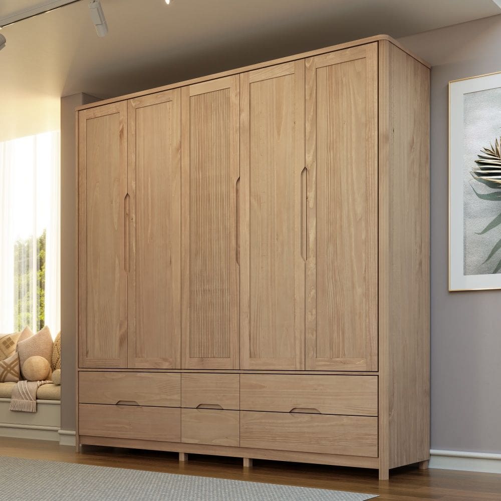 Guarda Roupa Madeira Maciça 3306U Nest 05 Portas e 06 Gavetas Tauari Finestra