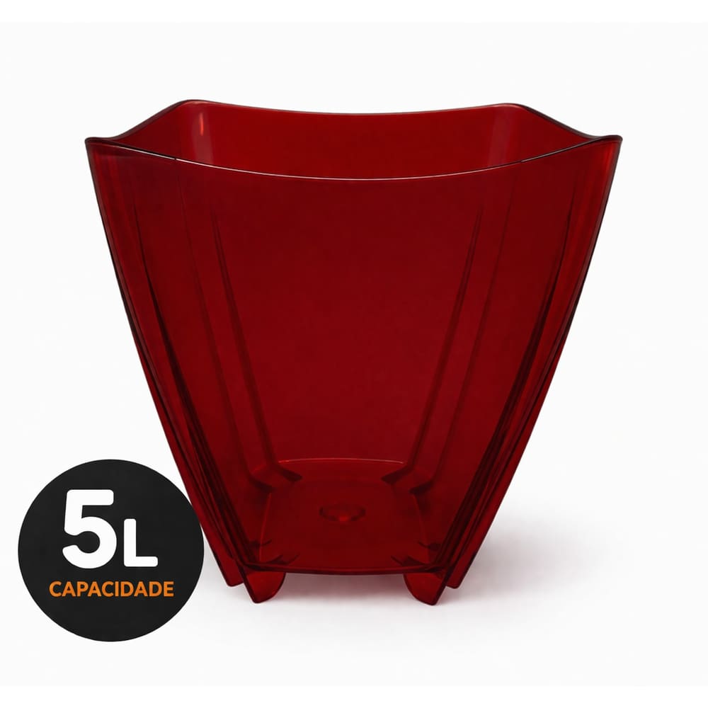 Champanheira Vermelho 5L Translúcida Balde de Gelo Cachepô Utensílios Festa Bar Restaurante