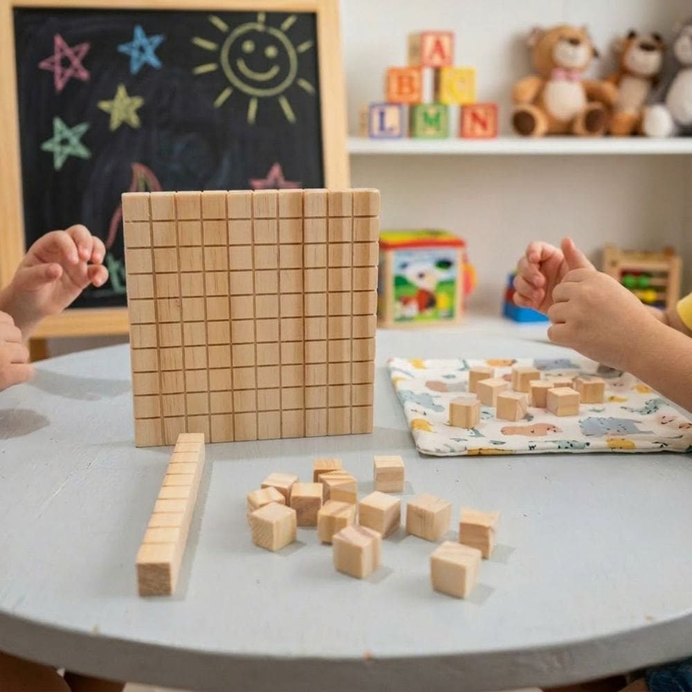 Brinquedo Educativo Material Dourado Pedagógico 111 Peças em Madeira para Ensino de Matemática