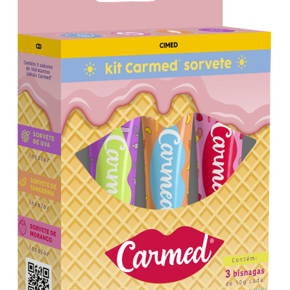 Kit Carmed Prot. Labial Sorvete C/3 10G