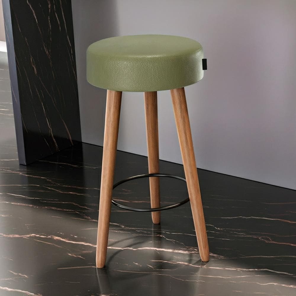 Banqueta Alta Estofada Pés Palito Hong Sintético Verde S08  - Mpozenato