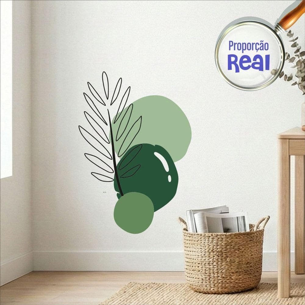 Adesivo Floral Boho Verde Estilo Nórdico 55x80 Minimalista Mod.02