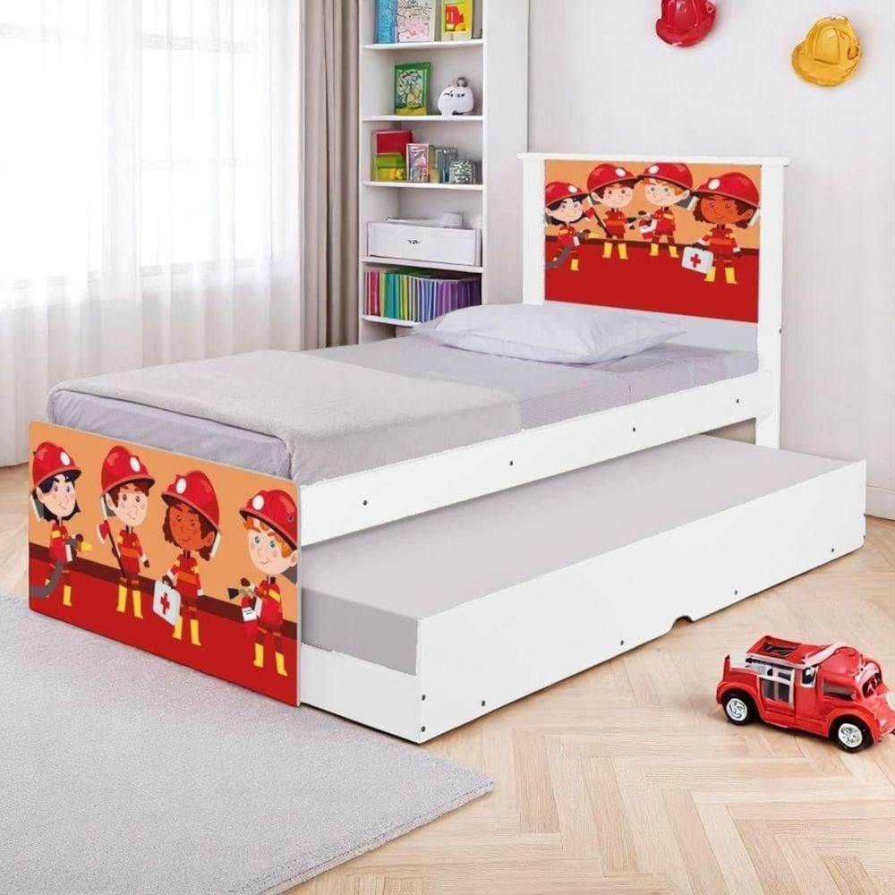 Bi Cama Infantil Solteiro 195cm X 96cm Kmteb Bombeiros