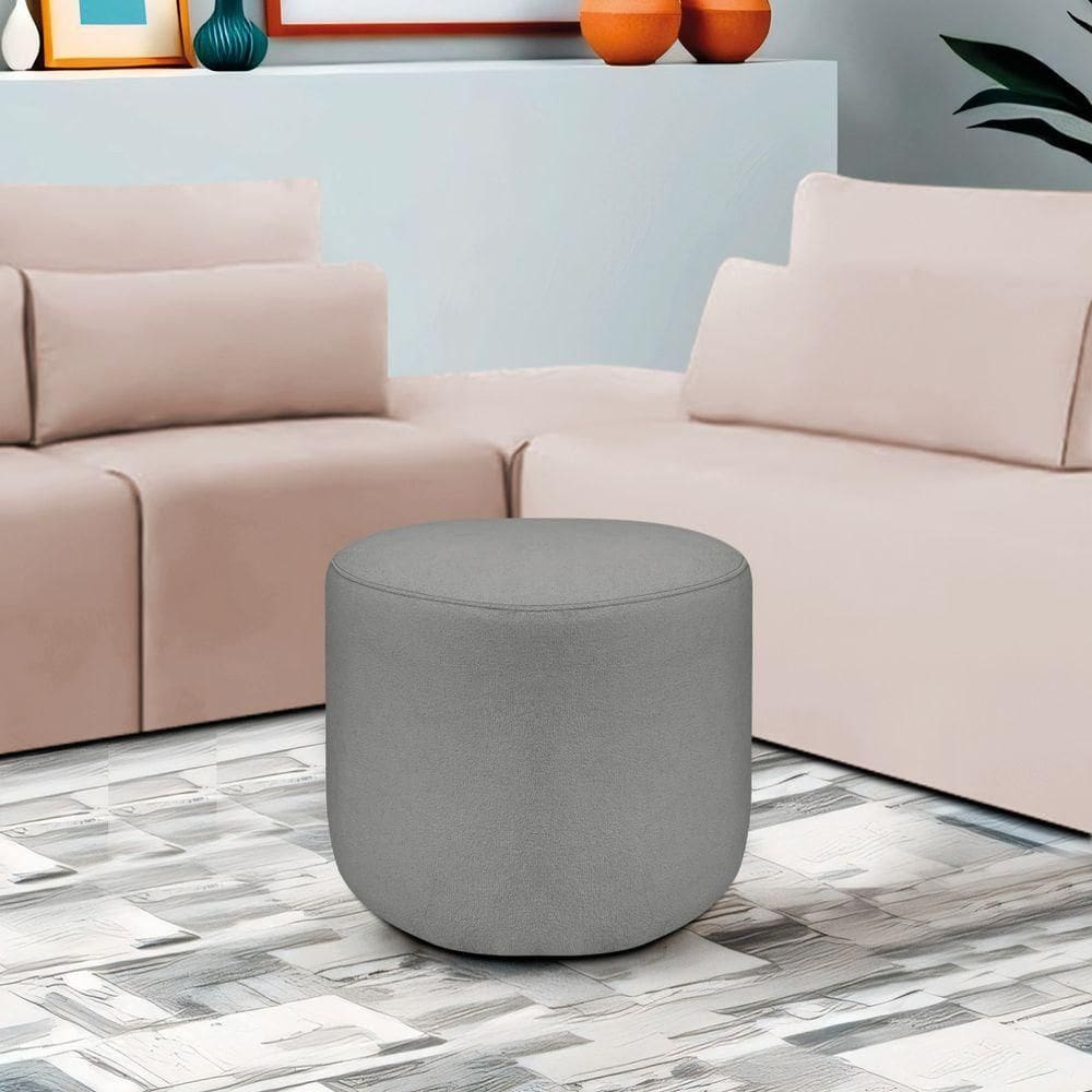 Puff Orgânico Decorativo Conforto Luxo Moá Linho Cinza Claro
