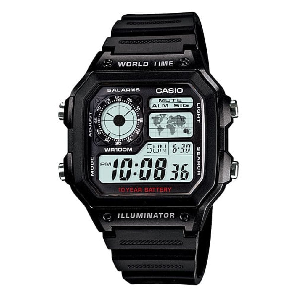 Relógio CASIO masculino world time AE-1200WH-1AVDF