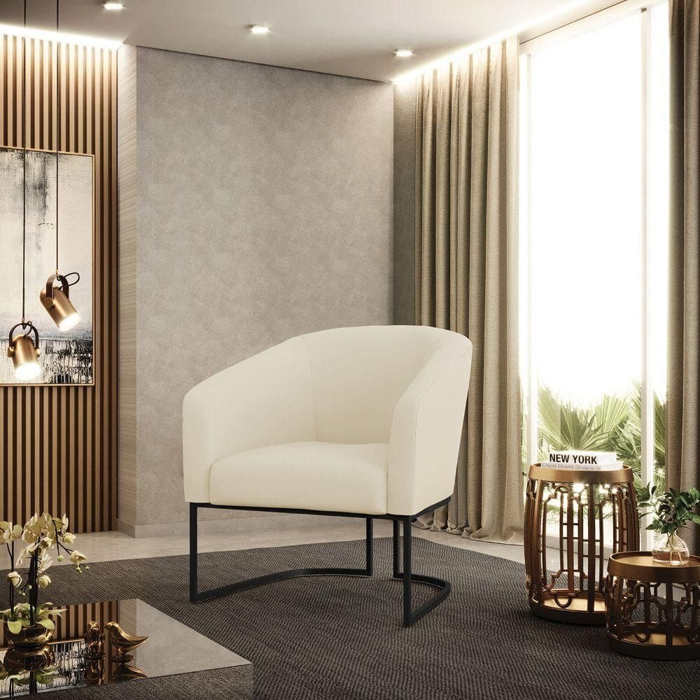 Poltrona Sala Decorativa Stella Veludo Cotelê Bege D`Rossi