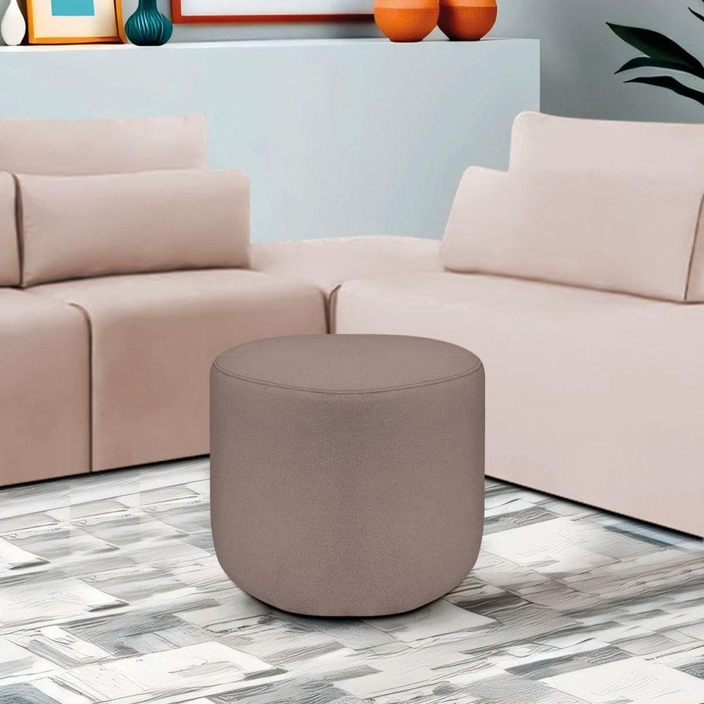Puff Orgânico Decorativo Conforto Luxo Moá Linho Rosê