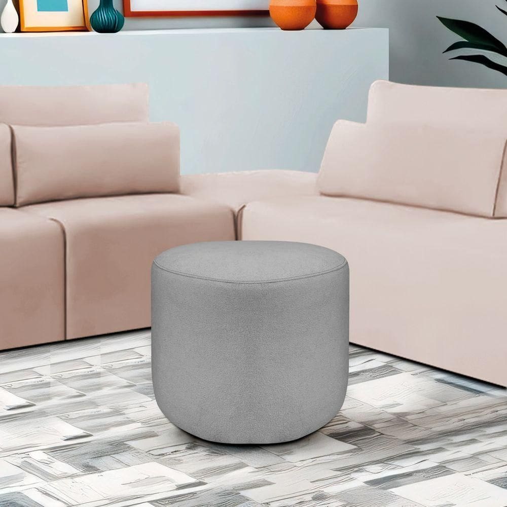 Puff Orgânico Decorativo Conforto Luxo Moá Bouclé Cinza