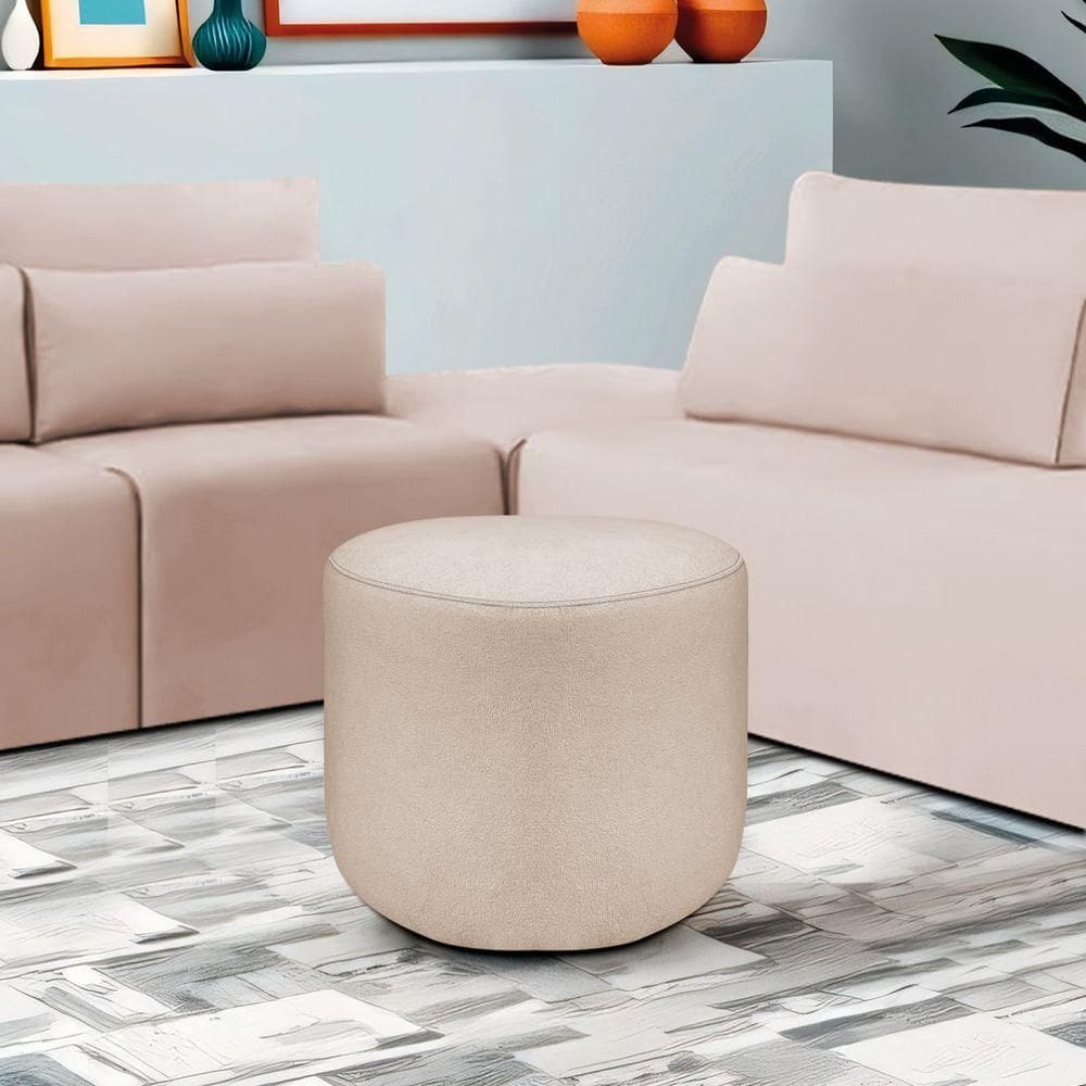 Puff Orgânico Decorativo Conforto Luxo Moá Linho Bege