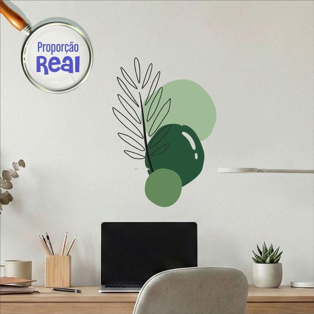 Adesivo Floral Boho Verde Estilo Nórdico 50x35 Minimalista Mod.02