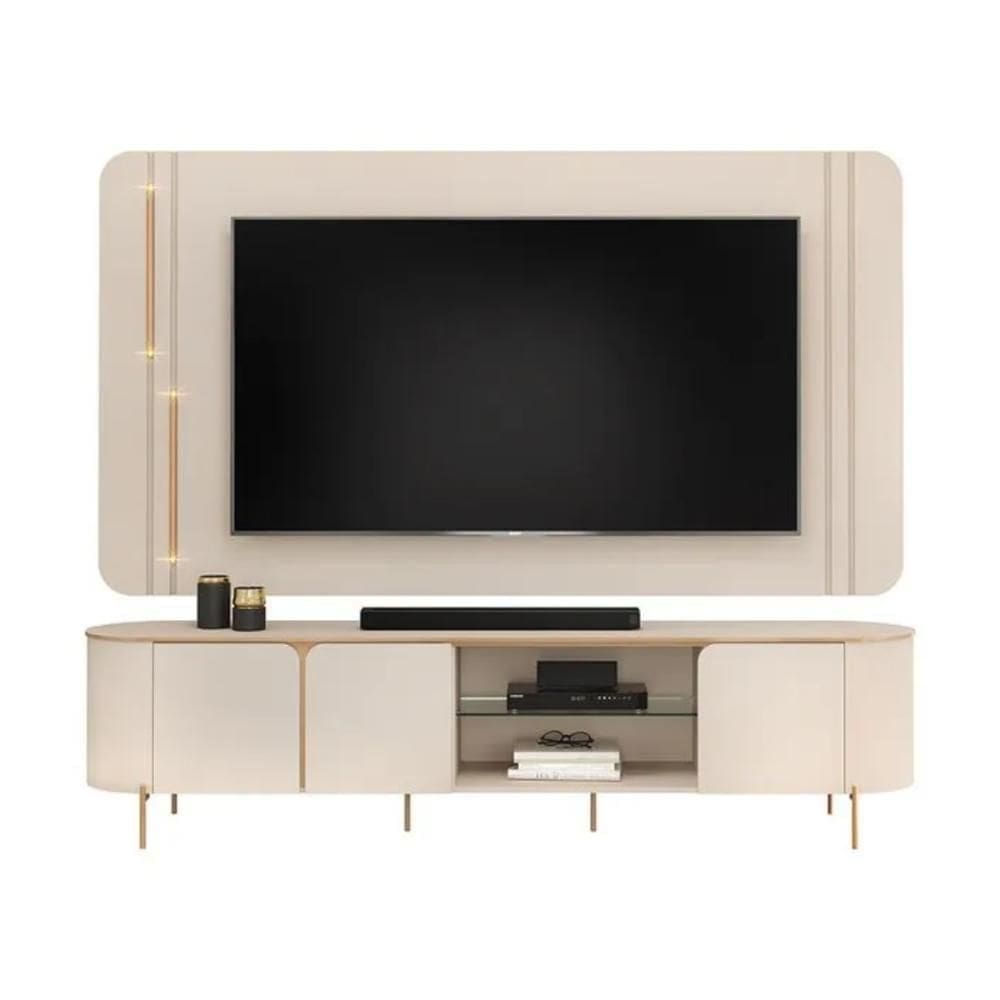 Rack Com Painel Para Tv Até 75 Polegadas Led Ariana 2,41 Off White