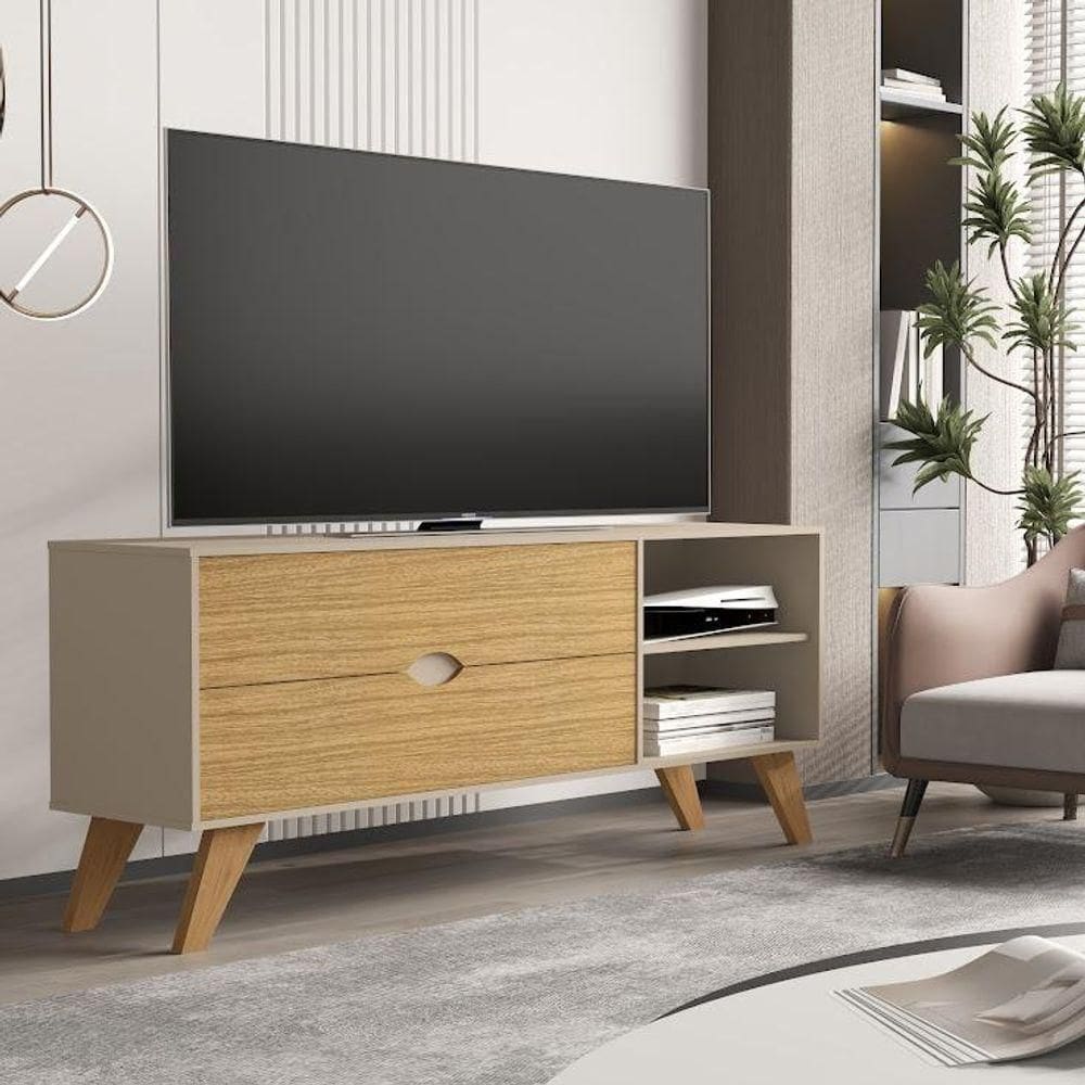 Rack Bancada Homero Com 2 Gavetas Telescópicas E Pés Em Madeira Fendi/hannover