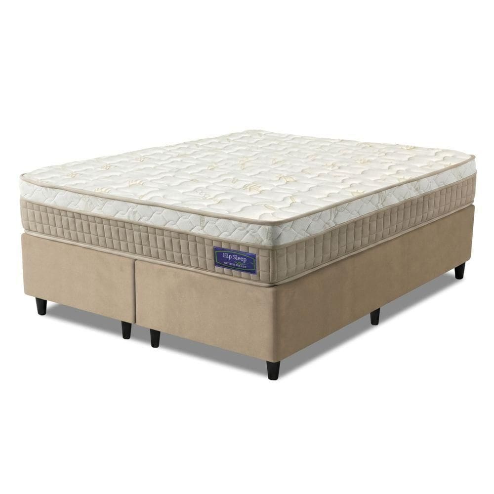 Cama Box Colchão Queen Molas Superlastic Euro Pillow Start 158x198x62cm Apolo Bege