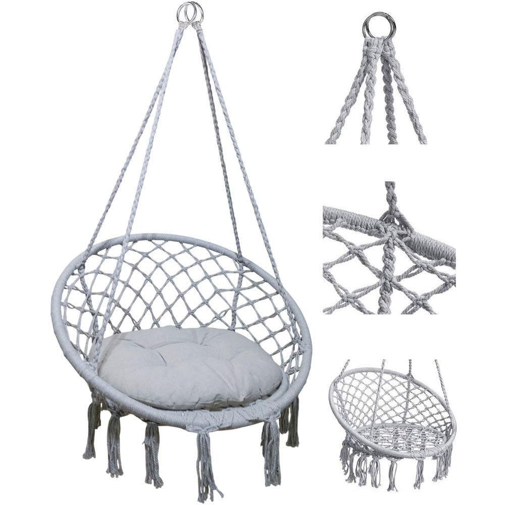 Rede Cadeira de Balanço Suspensa SU 3630 SU ESTO2 Metal com Encosto Cinza