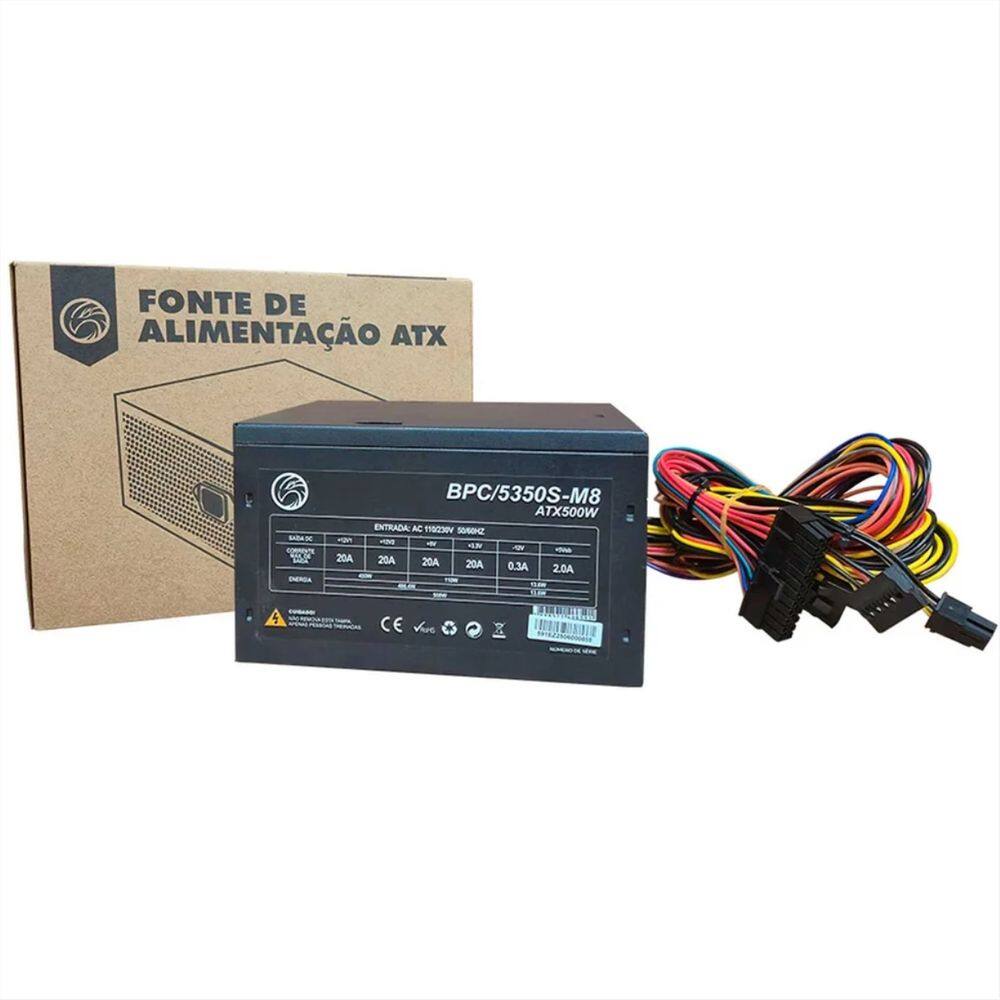 Fonte 500W Brazil PC BPC/5350SB-M8 - ATX - 8X8CM - Preto - Bivolt