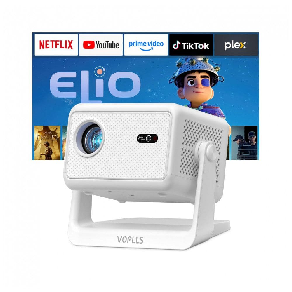 Projetor Smart Mini VOPLLS Branco 4K WiFi Bluetooth Auto Foco T6 120V.