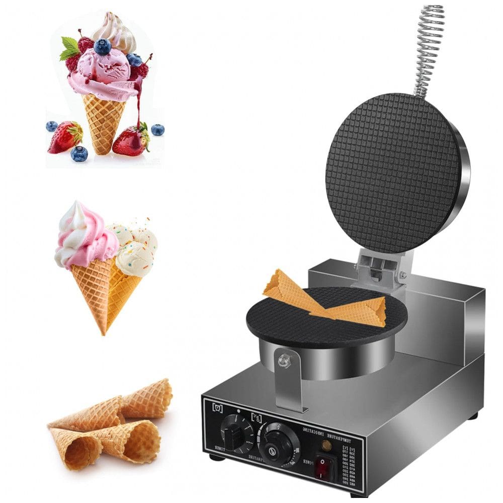 CHOLISM Máquina Elétrica de Casquinha de Sorvete 1300W com Revestimento Antiadere^nte para Sorvete e Waffle