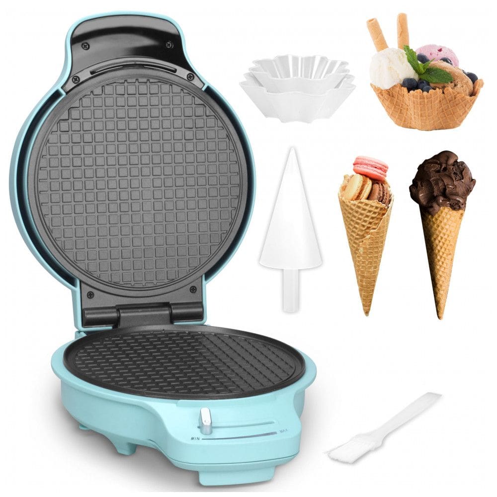 Baker`s Friend Máquina de Casquinha de Sorvete com Controle de Dourado, 19 cm, Antiaderente e Versátil, Cor Aqua