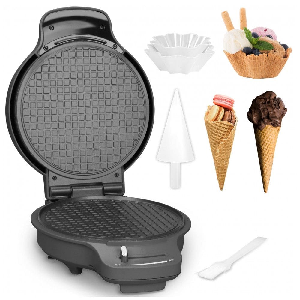 Baker`s Friend Máquina para Casquinha de Sorvete com Controle de Douramento, 19 cm, Antiaderente e Acessórios Inclusos