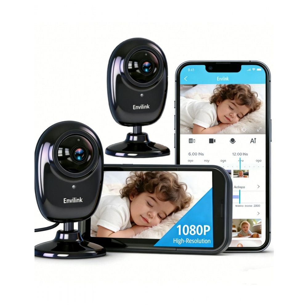No WiFi Babá Eletrônica Envilink BMSNVI28-2 Preto 2 Câmeras Tela 2.8” 1080p