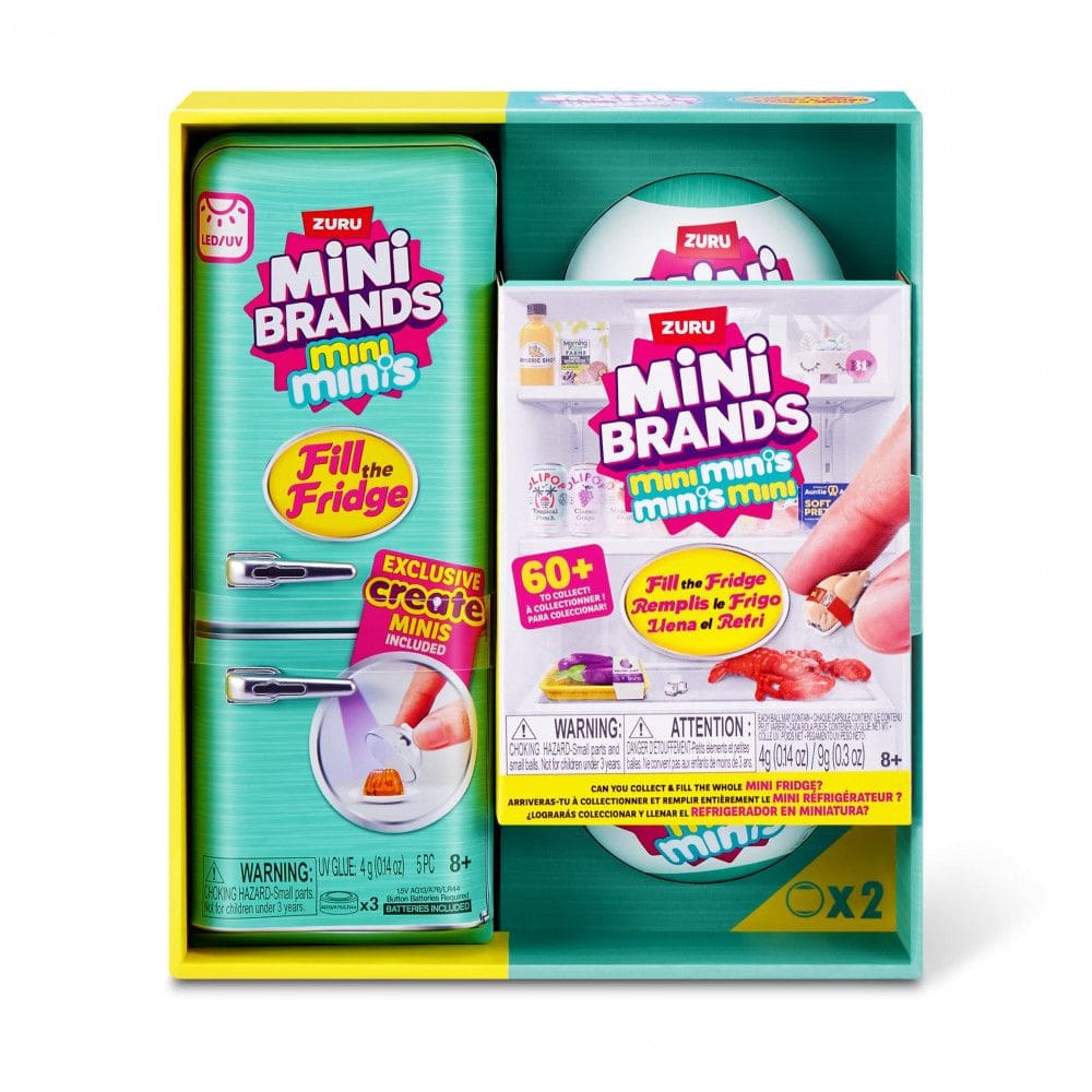 Playset Mini Brands Fill The Fridge Série 1 ZURU com geladeira e 2 cápsulas surpresa INT miniaturas colecionáveis 8+