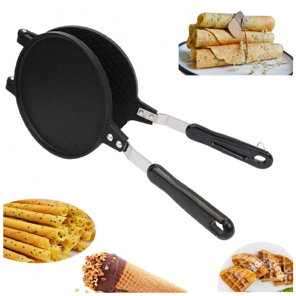 Máquina de Casquinha de Sorvete Dupla Kakalote Prata Revestimento Antiaderente 17 cm Gás Fogão