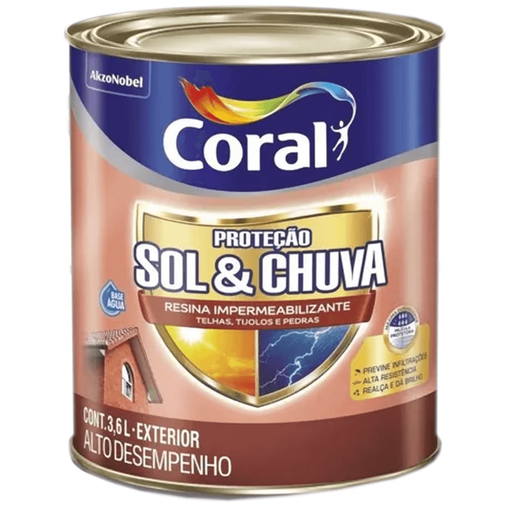Resina Impermeabilizante de Proteção Contra Sol e Chuva Grafite 3,6 Litros - CORAL