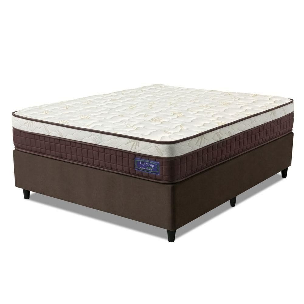 Cama Box Desmontável Colchão Queen Molas Superlastic Euro Pillow Start 158x198x62cm Apolo Bege / Marrom