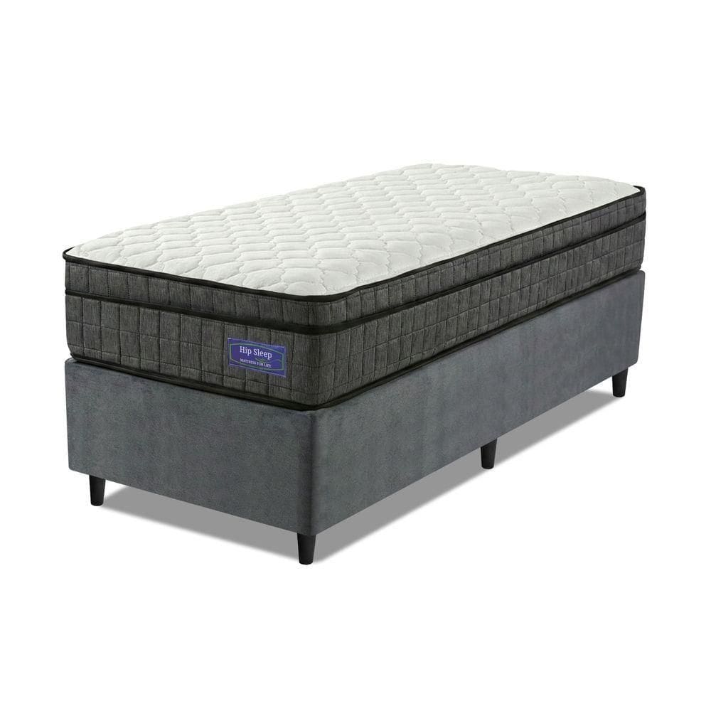 Cama Box Colchão Solteiro Ortopédico D33 Euro Pillow Ultra 88x188x63cm Cinza
